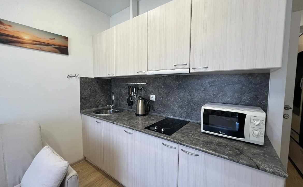 Студия у моря с видом на горы 219к2. Светлая квартира с террасой и морем. Дагомыс