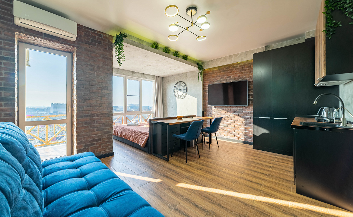 Студия с видом на Олимпийский парк. Апартаменты Deluxe ЖК Санни Хилл. Адлер