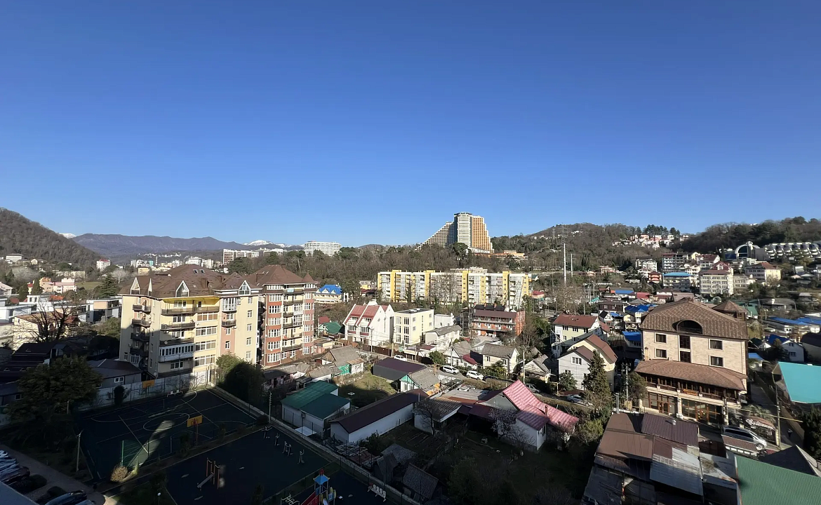 Студия у моря с видом на горы 219к2. Светлая квартира с террасой и морем. Дагомыс