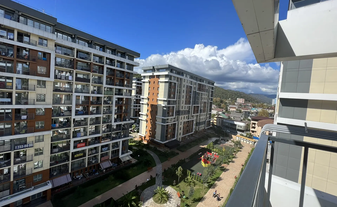 Студия с видом на море 217к2. Светлая квартира с террасой и морем. Дагомыс