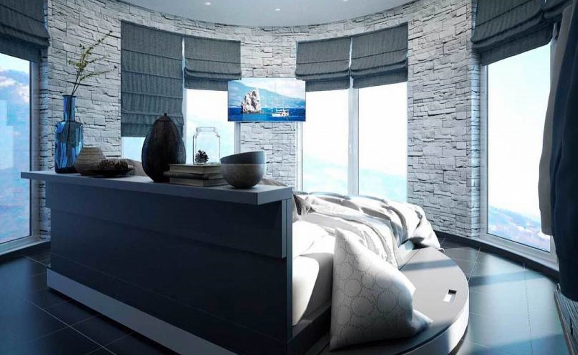 Круглый видовой номер. Отель Апарт отель "Дуэт". Ялта