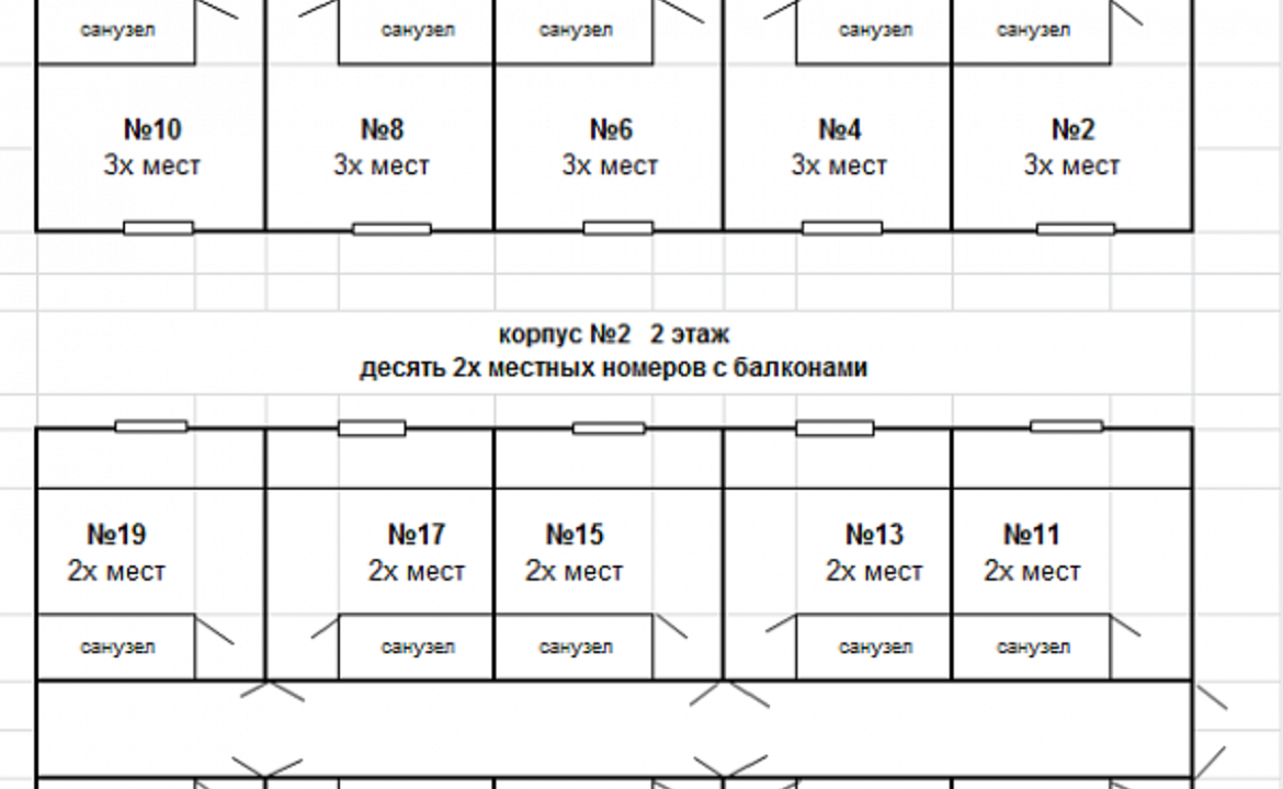 СТАНДАРТ 2Х МЕСТНЫЙ НОМЕР С БАЛКОНОМ КОРПУС №2, КОРПУС А, 2 ЭТАЖ. База отдыха "Ока". Благовещенская
