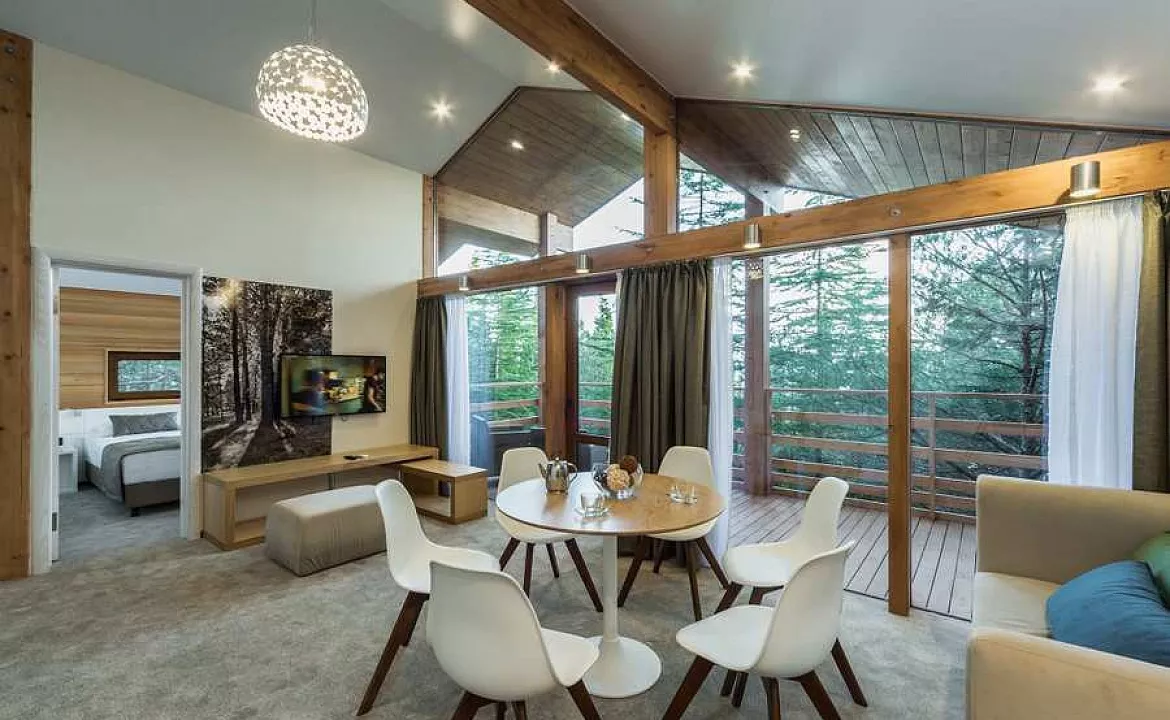 Новый коттедж с двумя спальнями, гостиной-студио с кухней и террасой. Пансионат "Береговой". Малый Маяк