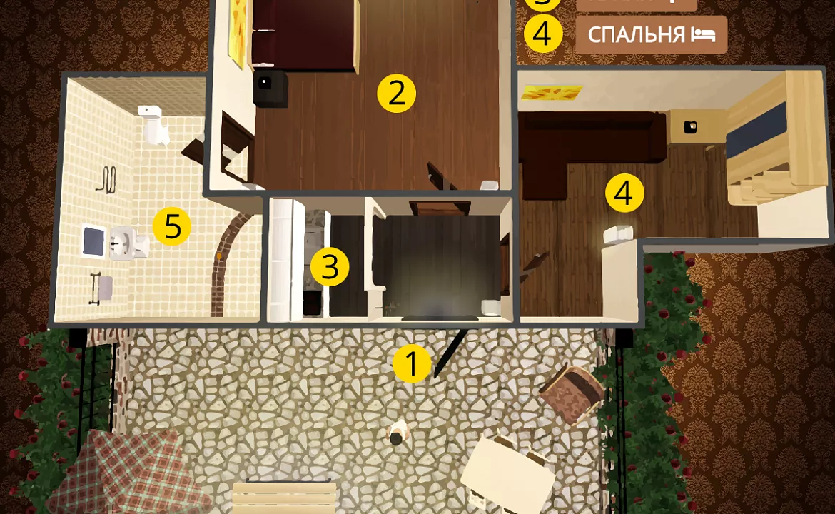 Двухкомнатный номер с двориком, на 2-3 чел. Yalta hotel. Ялта