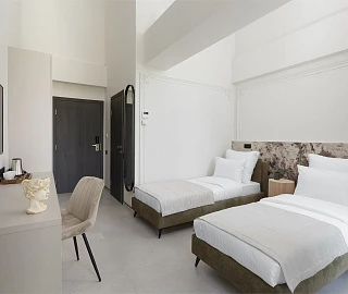 Делюкс c двумя односпальными кроватями. Отель "Delos Hotel". Делюкс c двумя односпальными кроватями. Отель "Delos Hotel".