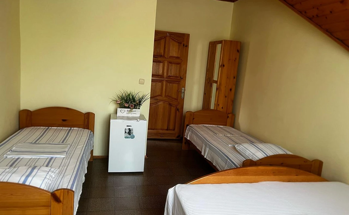 Четырёхместный номер с одной двуспальной и двумя односпальными кроватями. Гостевой дом Эксклюзив. Вардане