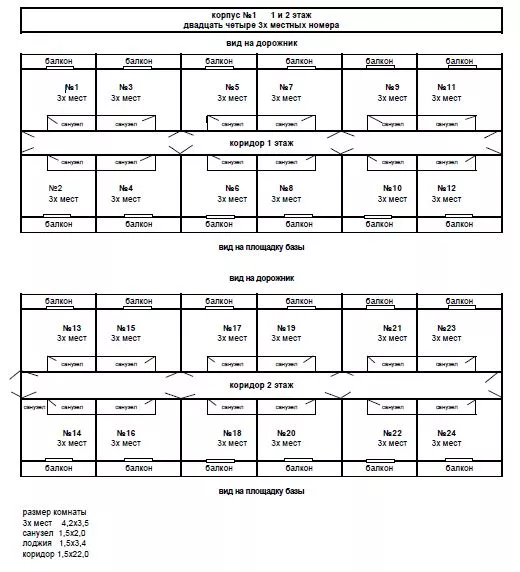 СТАНДАРТ 3Х МЕСТНЫЙ НОМЕР С БАЛКОНОМ КОРПУС №1, 1 И 2 ЭТАЖ. База отдыха "Ока". Благовещенская