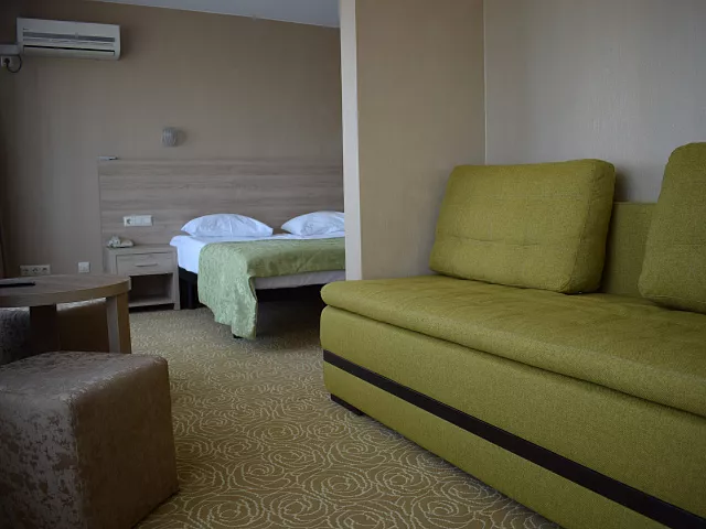 Однокомнатный двухместный номер улучшенной планировки с двуспальной кроватью и диваном. Отель "Магнолия". Сочи